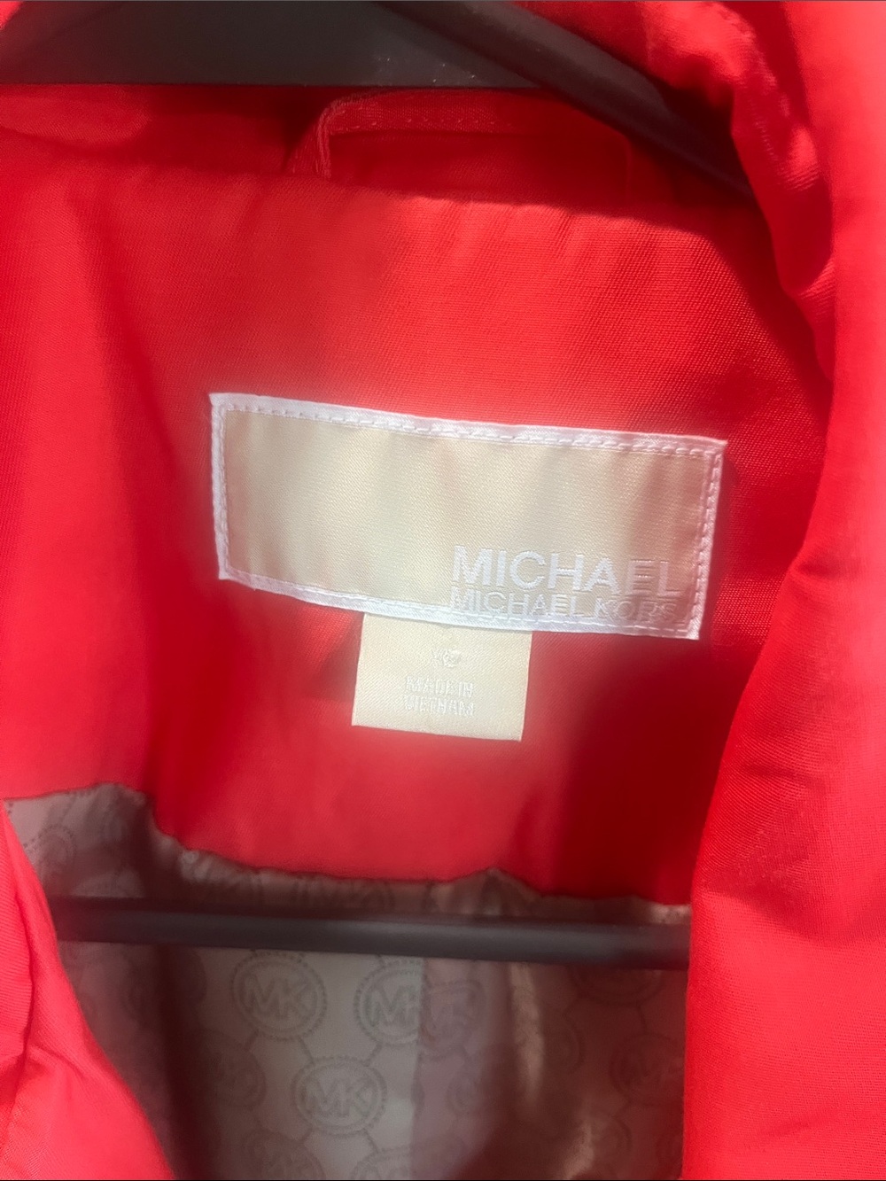 MICHAEL Michael Kors Red Trench Coat with Zip Pockets - Picture 2 of 5